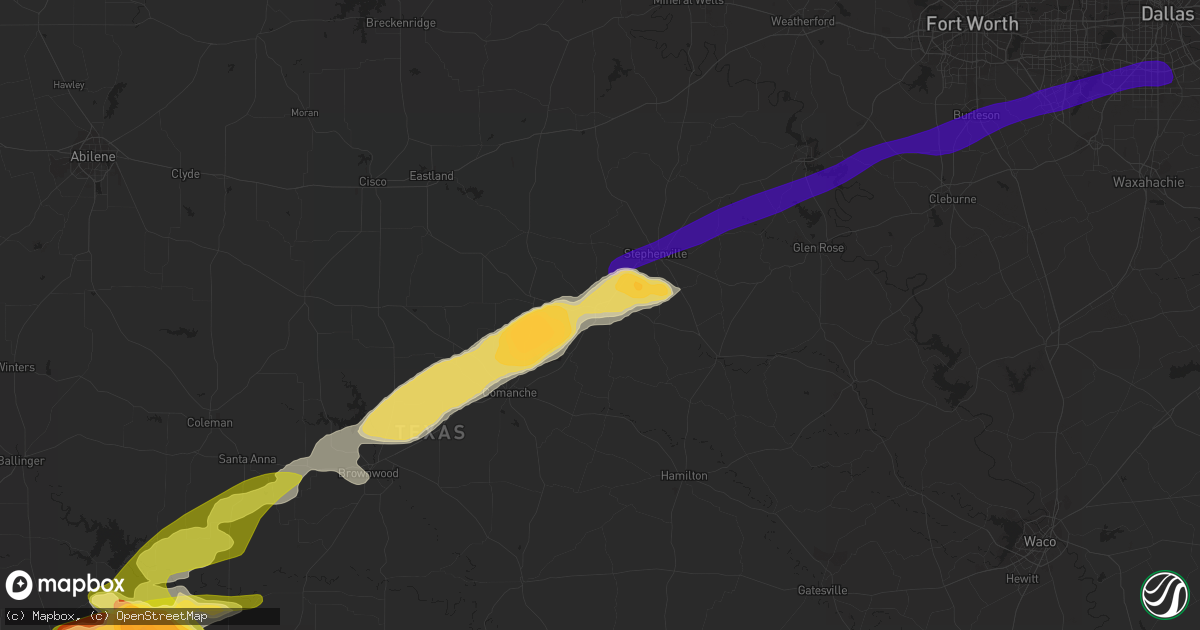 Hail map in Dublin, TX on June 12, 2023