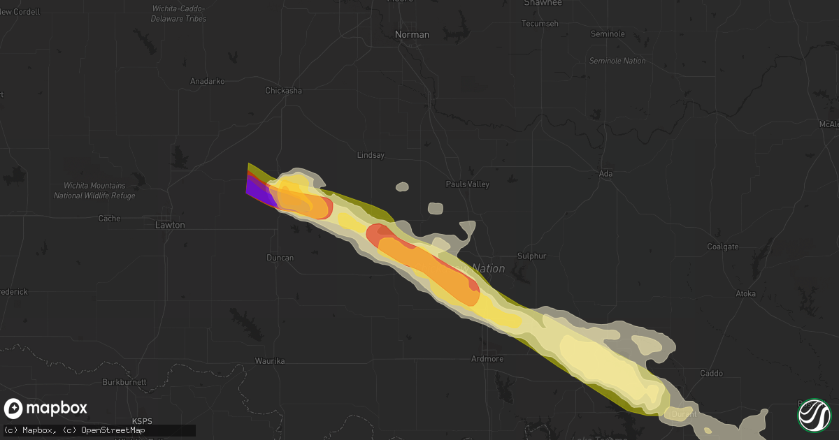 Hail map in Elmore City, OK on June 12, 2023