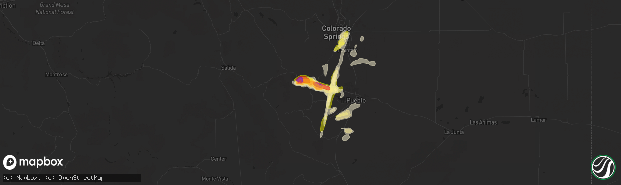 Hail map in Florence, CO on June 12, 2023