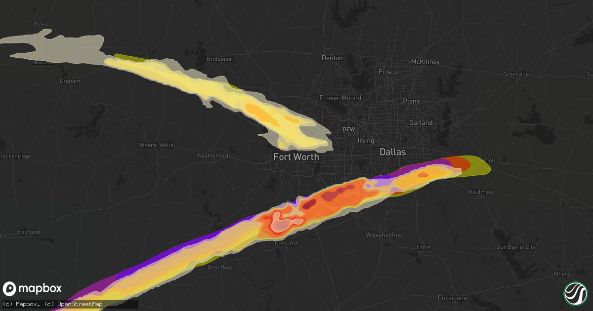 Hail map in Fort Worth, TX on June 12, 2023