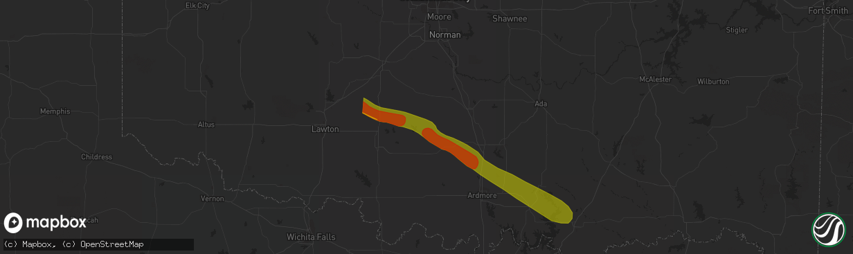 Hail map in Foster, OK on June 12, 2023