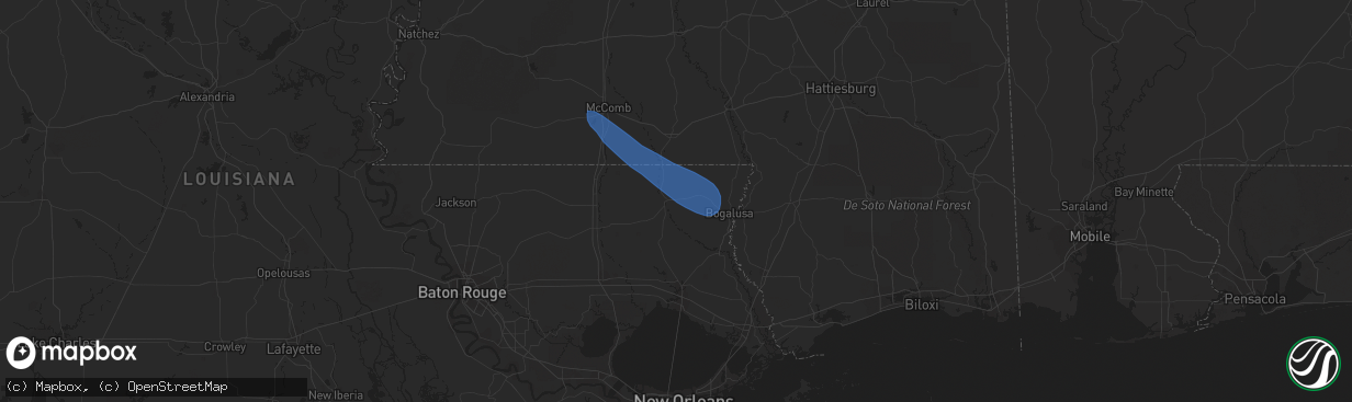 Hail map in Franklinton, LA on June 12, 2023