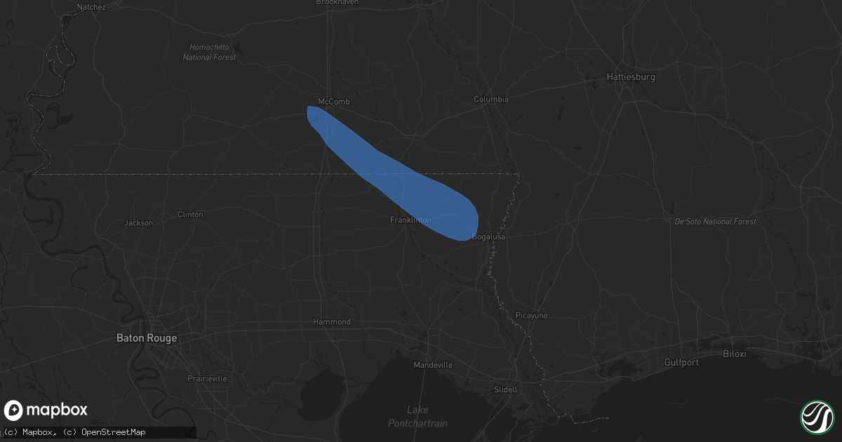 Hail map in Franklinton, LA on June 12, 2023