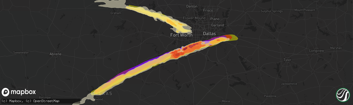 Hail map in Joshua, TX on June 12, 2023