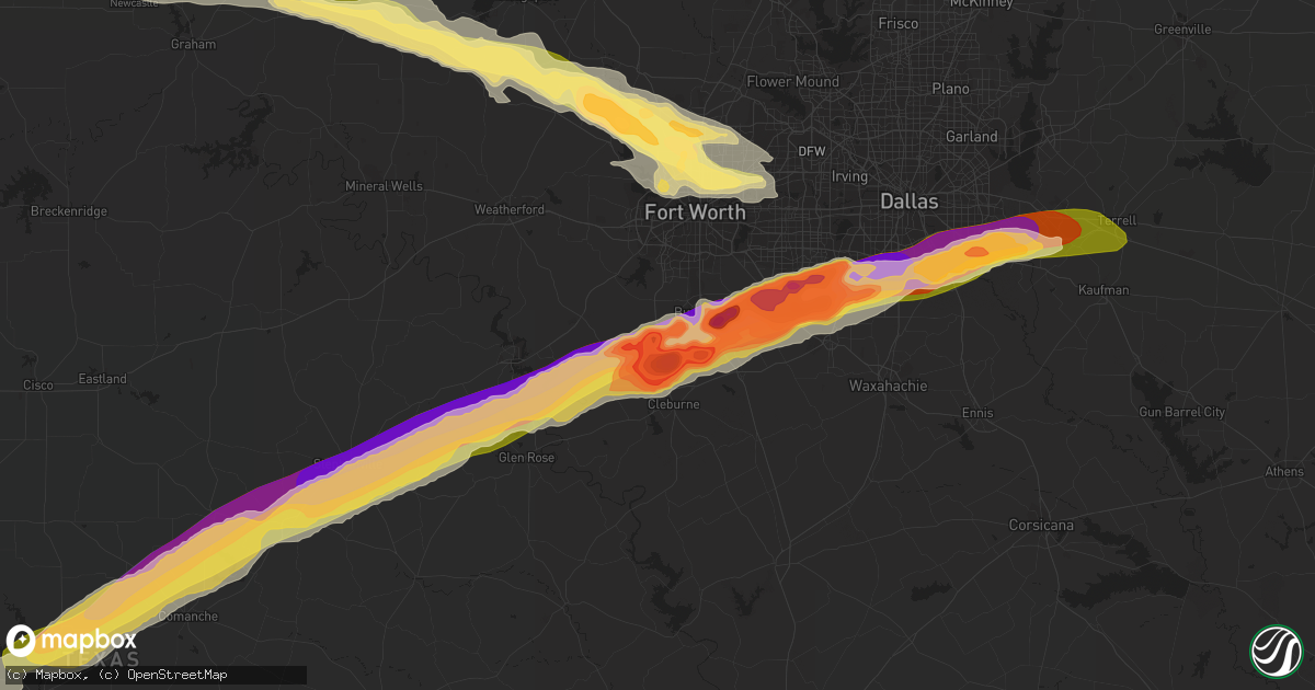 Hail map in Joshua, TX on June 12, 2023