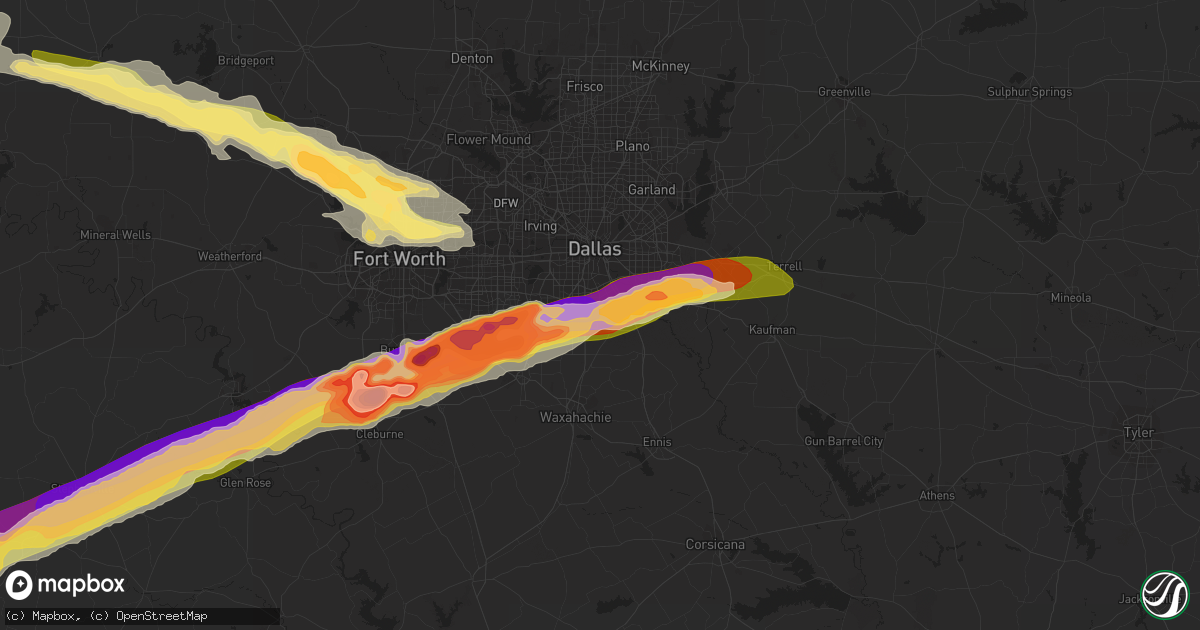 Hail map in Lancaster, TX on June 12, 2023