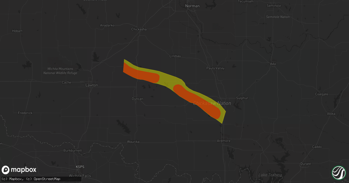 Hail map in Lindsay, OK on June 12, 2023