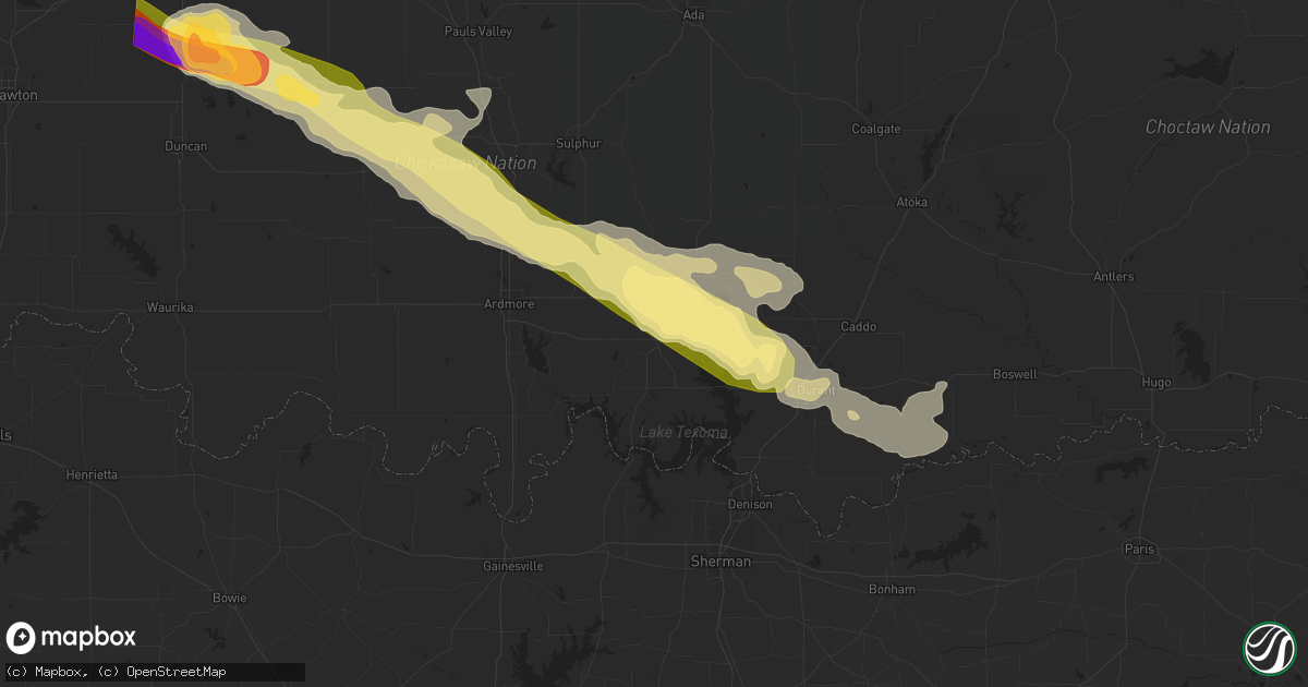 Hail map in Madill, OK on June 12, 2023