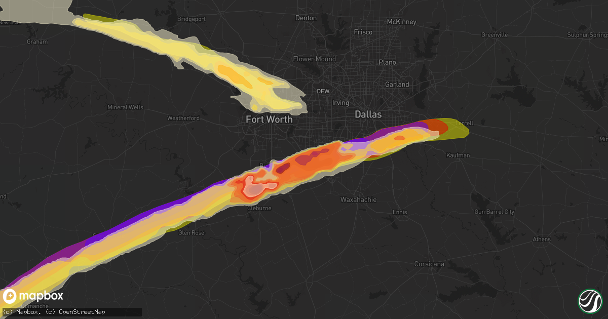 Hail map in Mansfield, TX on June 12, 2023