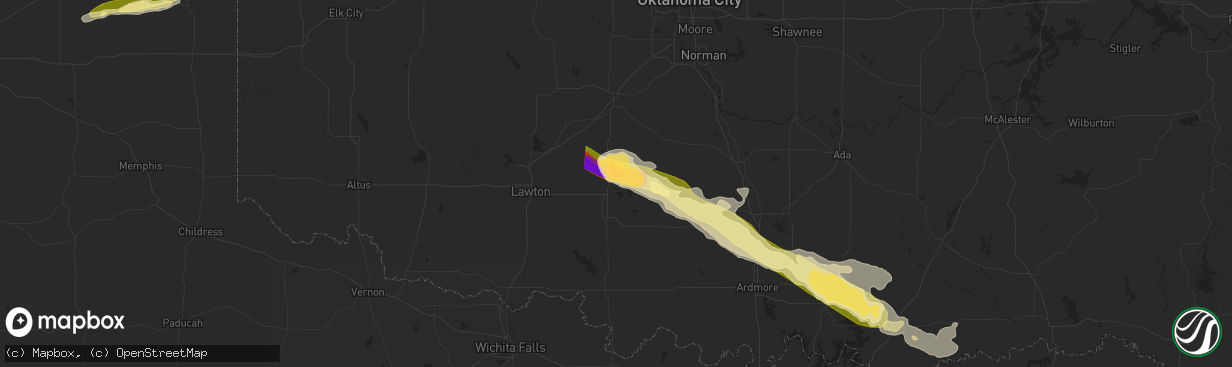 Hail map in Marlow, OK on June 12, 2023