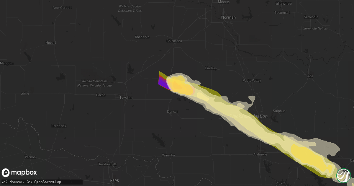 Hail map in Marlow, OK on June 12, 2023