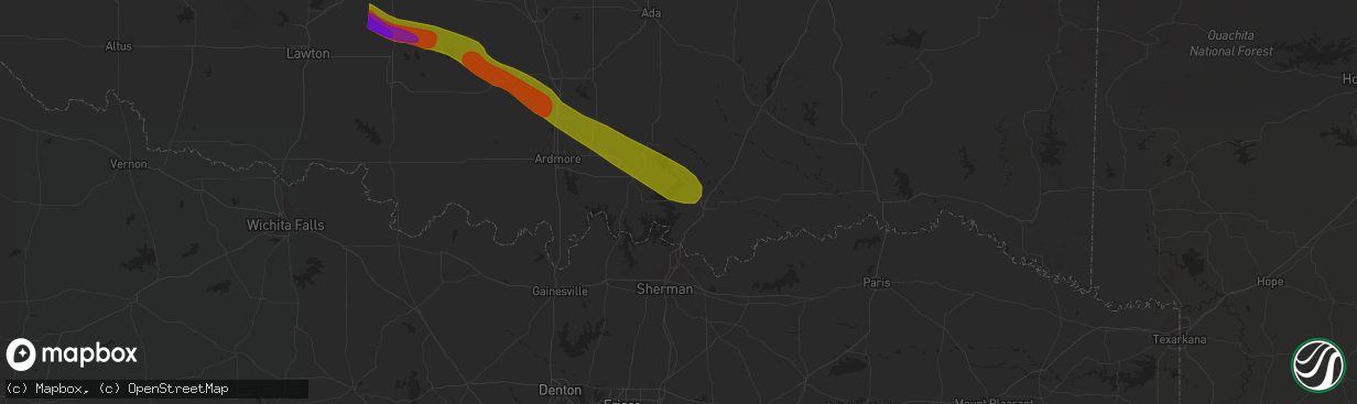 Hail map in Mead, OK on June 12, 2023