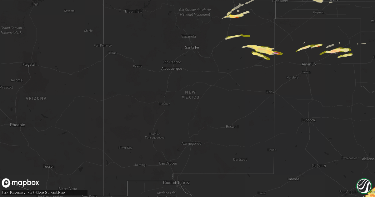 Hail map in New Mexico on June 12, 2023