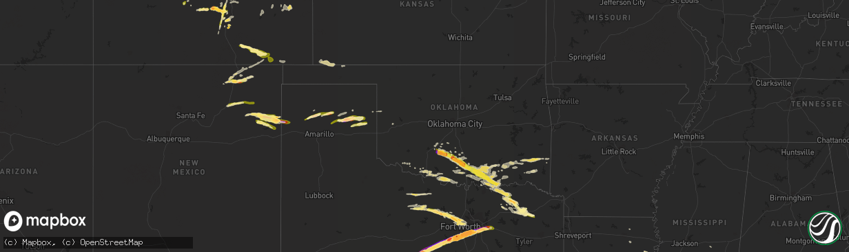 Hail map in Oklahoma on June 12, 2023