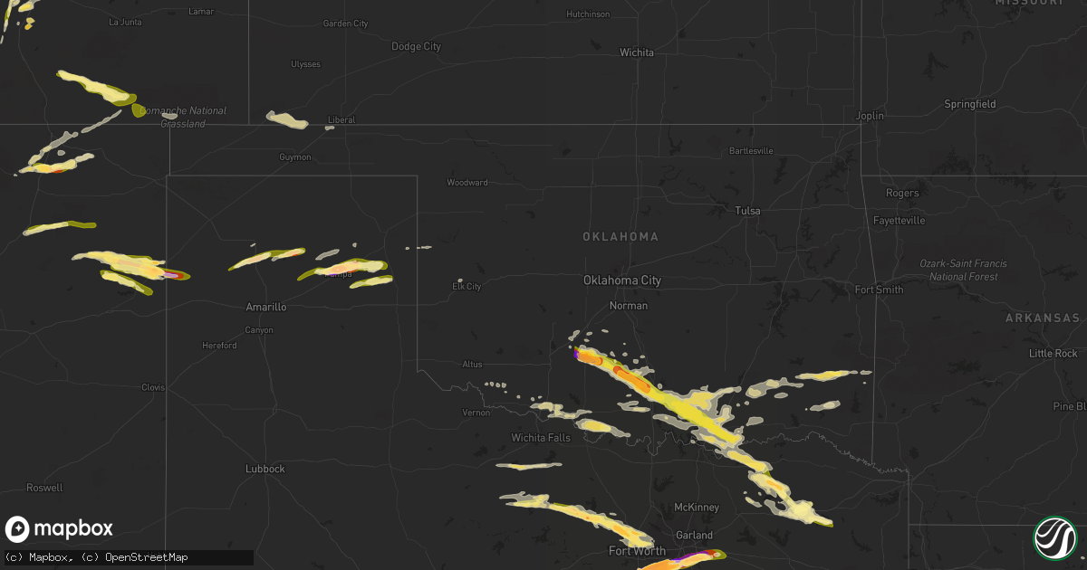 Hail map in Oklahoma on June 12, 2023