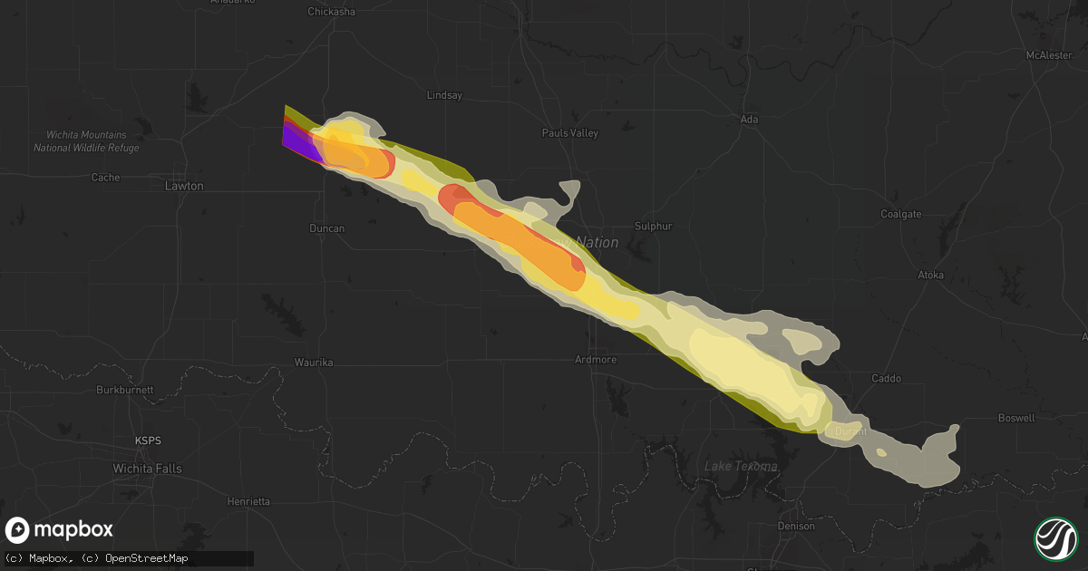 Hail map in Springer, OK on June 12, 2023