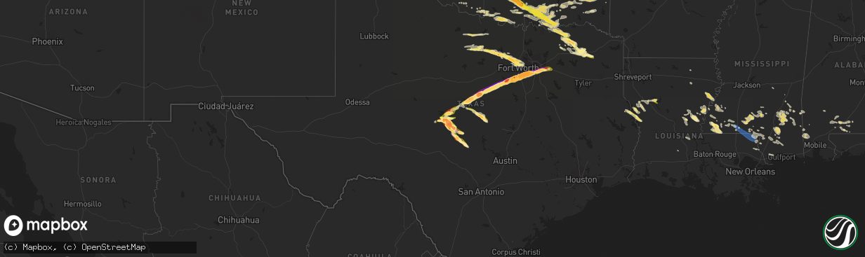 Hail map in Texas on June 12, 2023