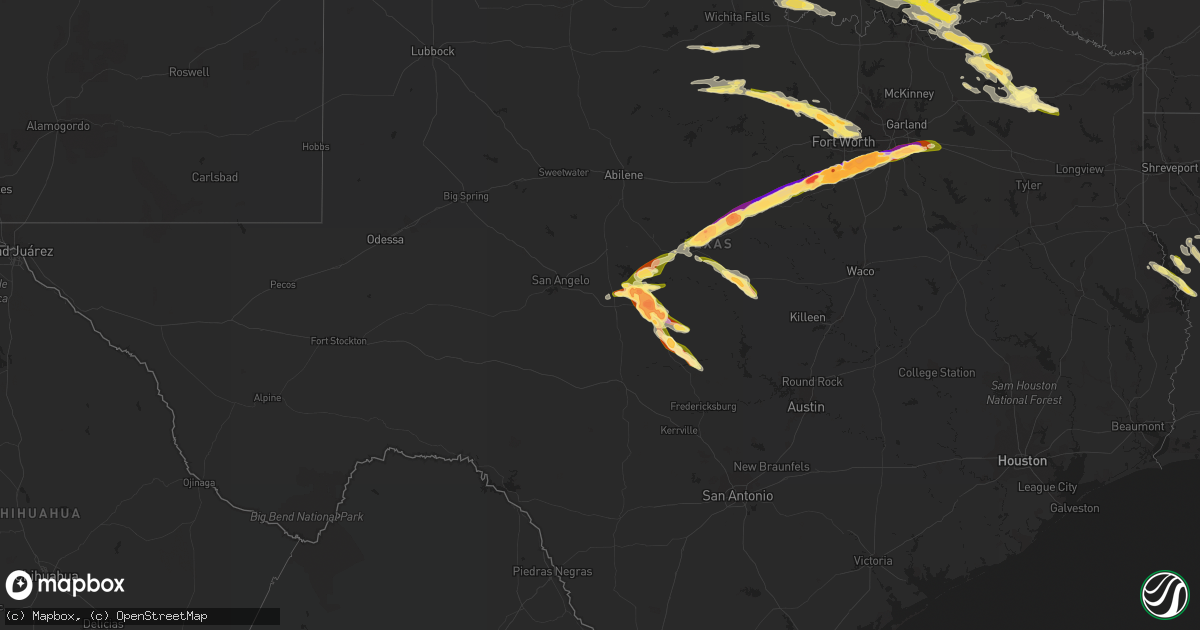 Hail map in Texas on June 12, 2023