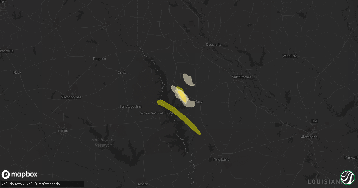 Hail map in Zwolle, LA on June 12, 2023