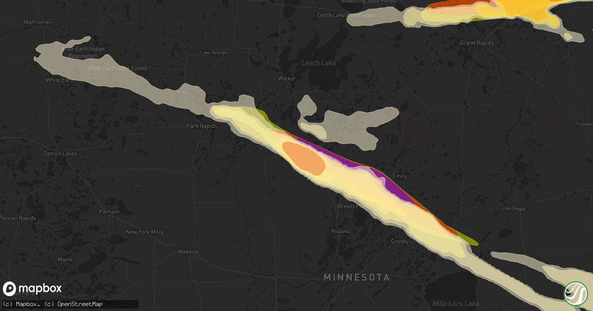 Hail map in Backus, MN on June 12, 2024