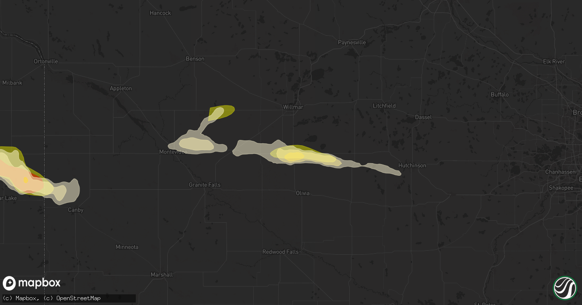 Hail map in Blomkest, MN on June 12, 2024
