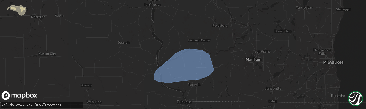 Hail map in Boscobel, WI on June 12, 2024