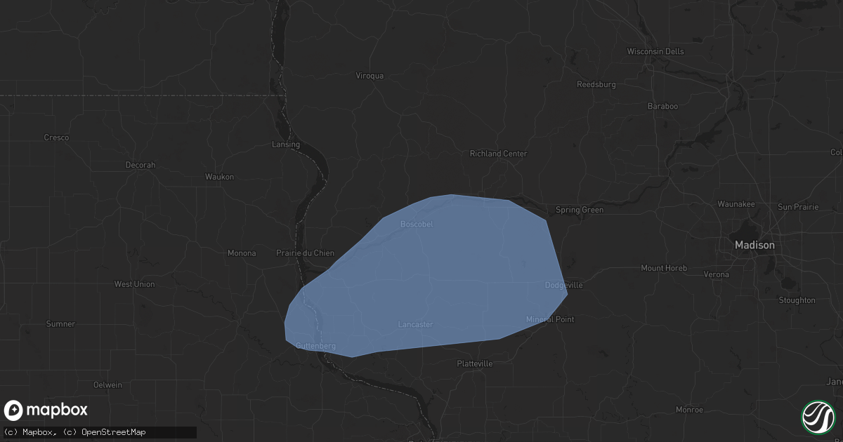 Hail map in Boscobel, WI on June 12, 2024