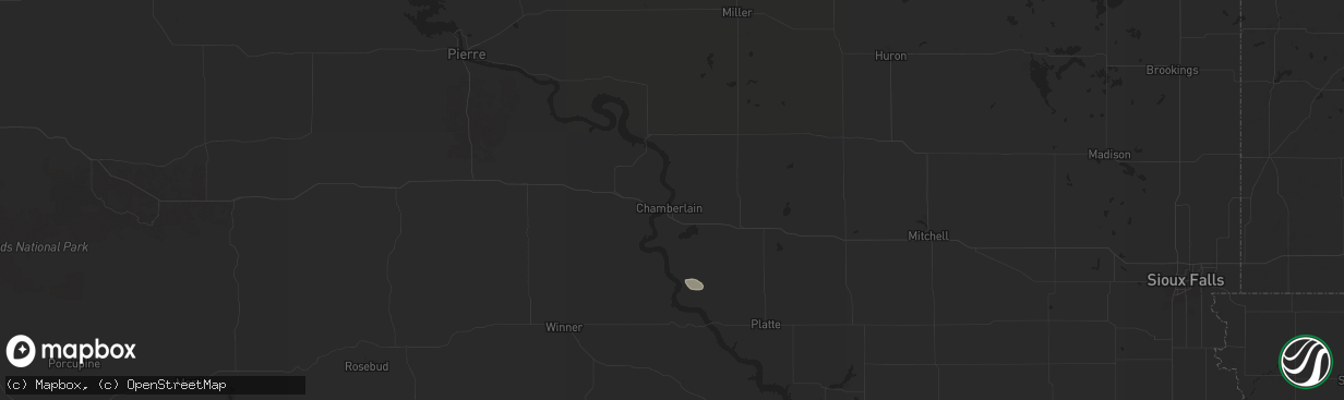 Hail map in Chamberlain, SD on June 12, 2024