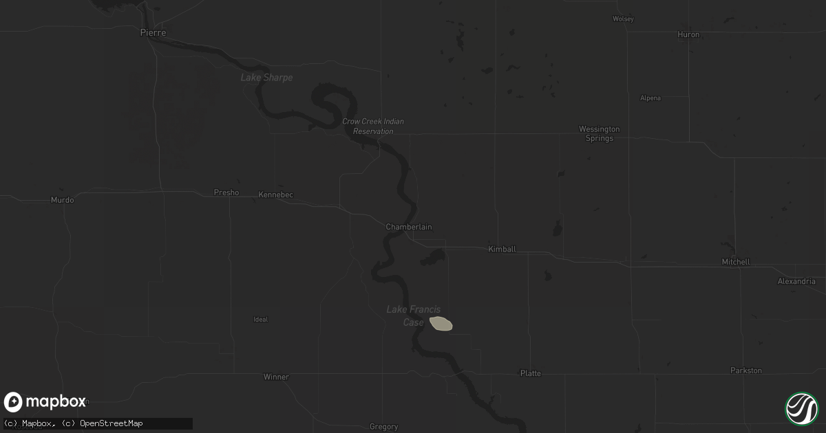 Hail map in Chamberlain, SD on June 12, 2024