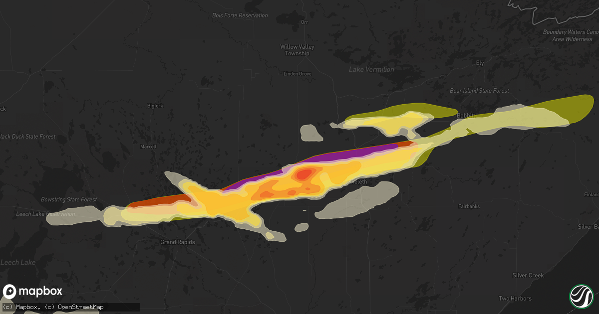 Hail map in Chisholm, MN on June 12, 2024