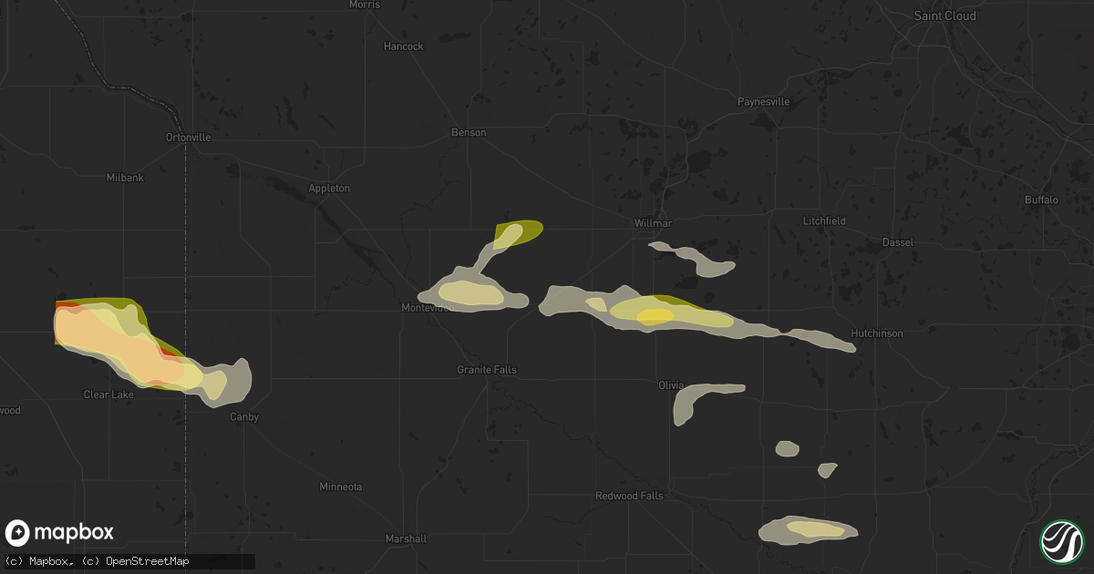 Hail map in Clara City, MN on June 12, 2024