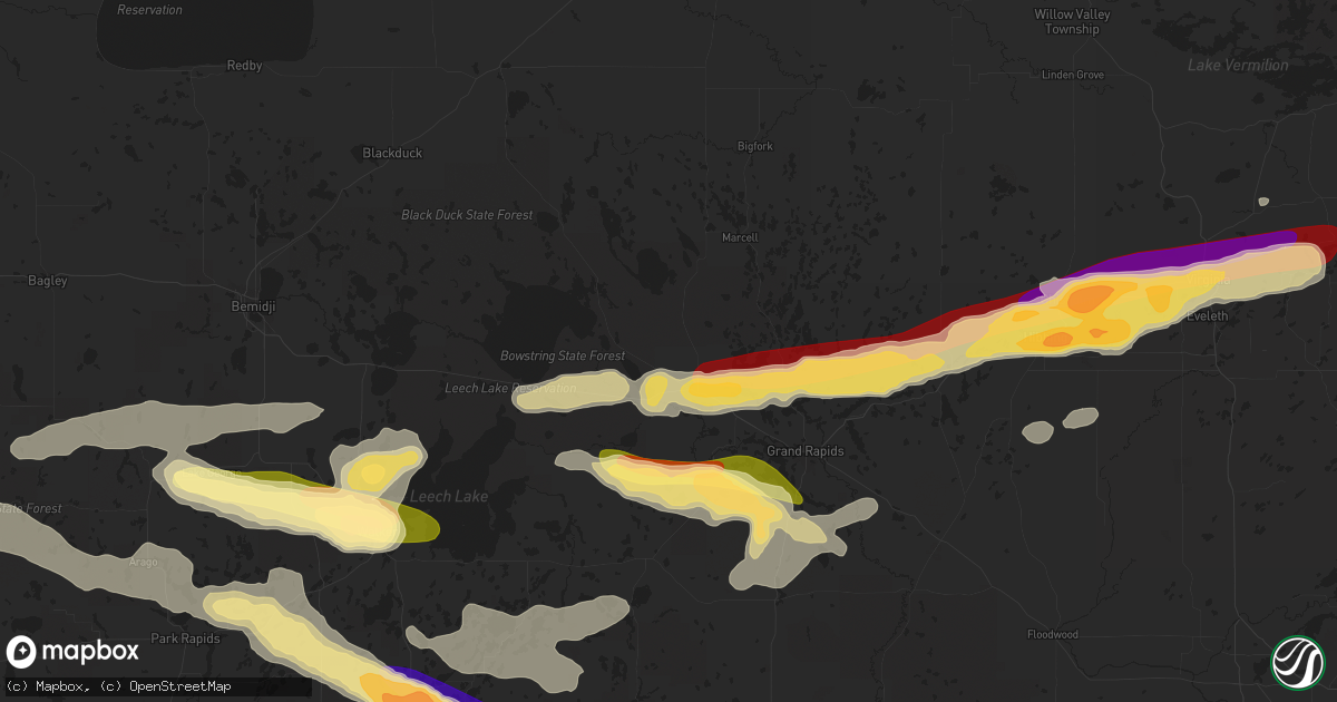 Hail map in Deer River, MN on June 12, 2024