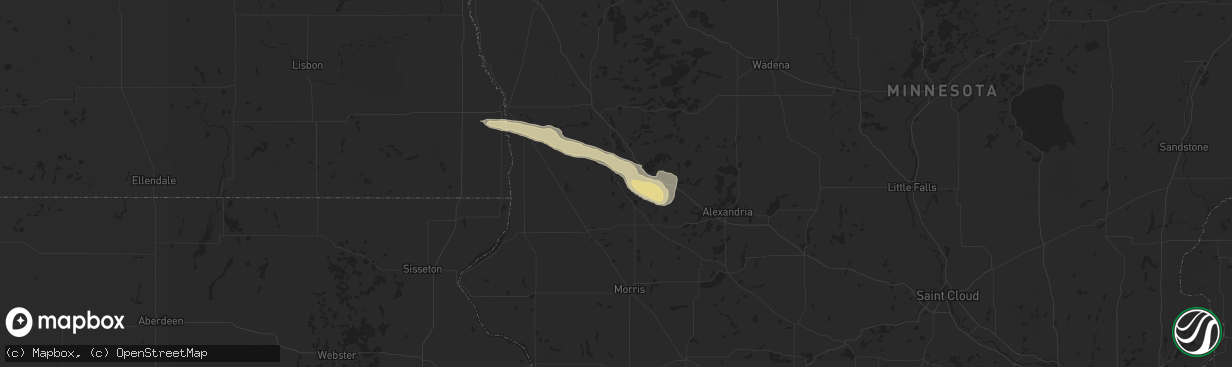 Hail map in Elbow Lake, MN on June 12, 2024