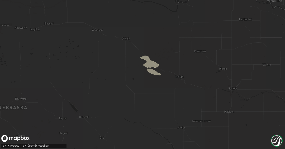 Hail map in Ewing, NE on June 12, 2024
