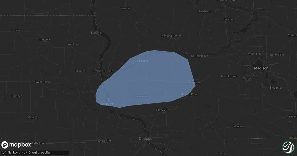 Hail map in Fennimore, WI on June 12, 2024
