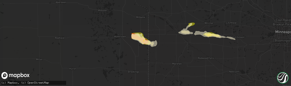 Hail map in Gary, SD on June 12, 2024