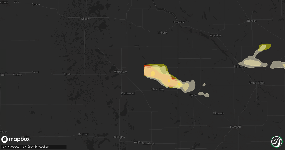 Hail map in Goodwin, SD on June 12, 2024