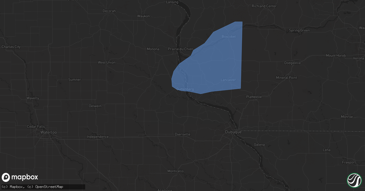 Hail map in Guttenberg, IA on June 12, 2024