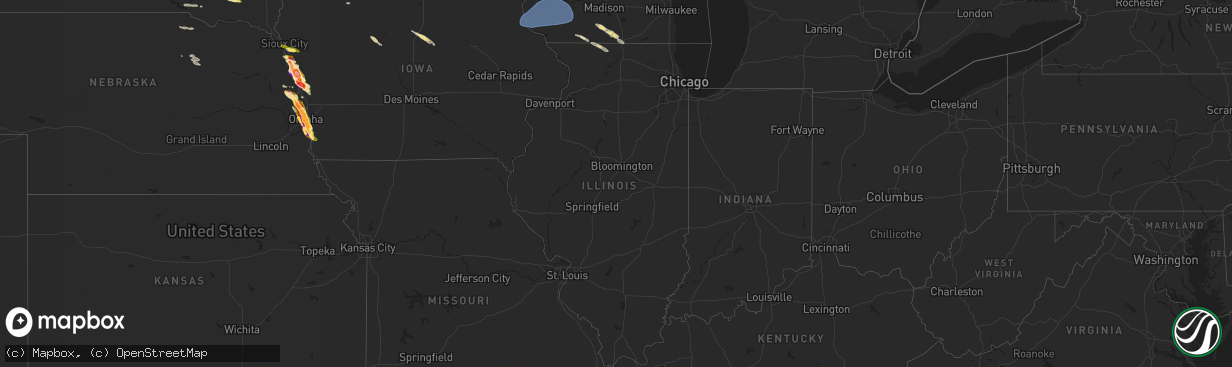 Hail map in Illinois on June 12, 2024