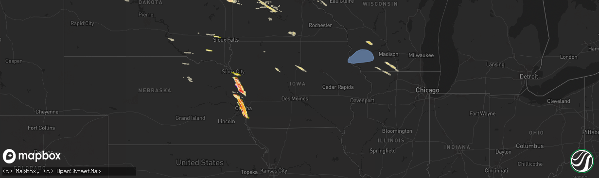 Hail map in Iowa on June 12, 2024