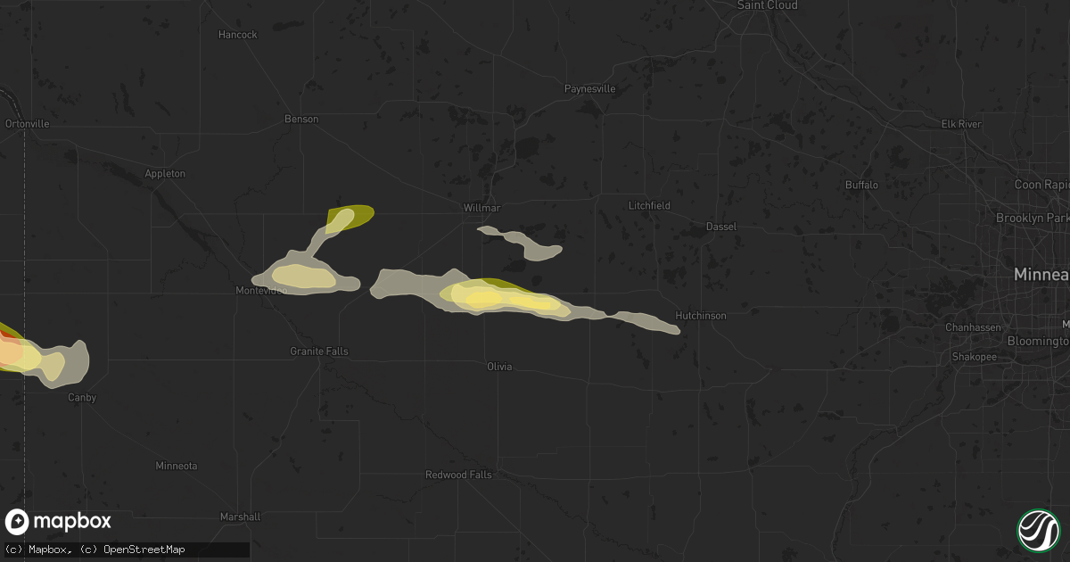 Hail map in Lake Lillian, MN on June 12, 2024