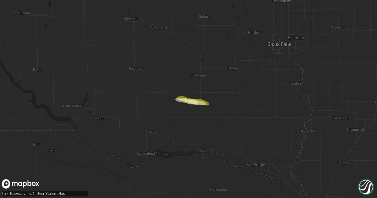 Hail map in Menno, SD on June 12, 2024