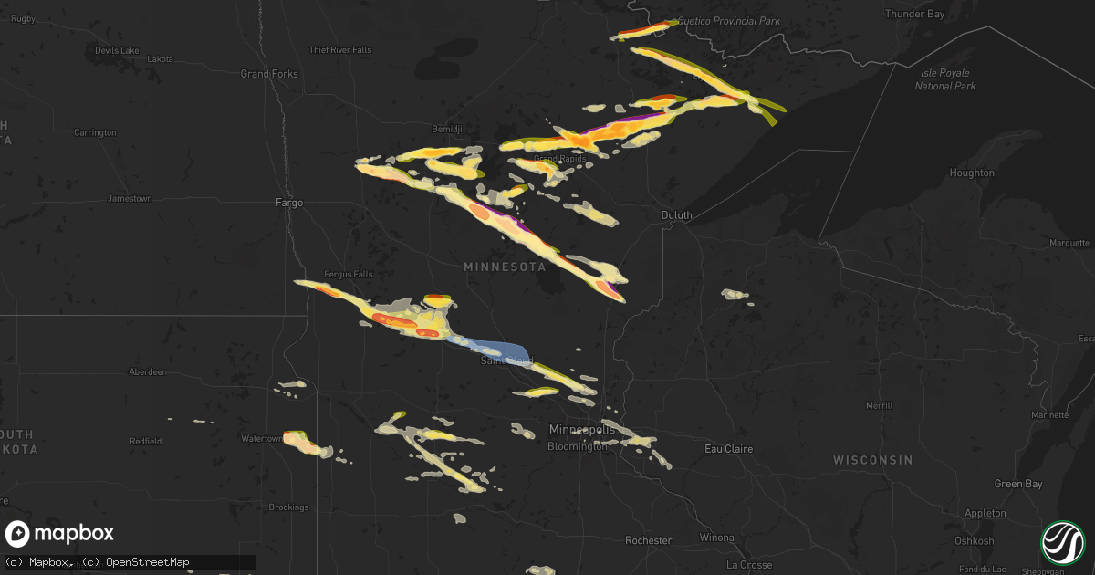 Hail map in Minnesota on June 12, 2024