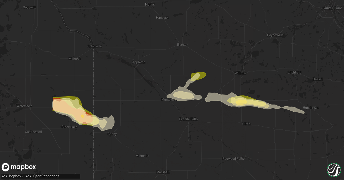 Hail map in Montevideo, MN on June 12, 2024