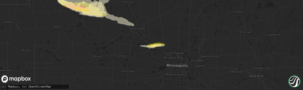 Hail map in Monticello, MN on June 12, 2024