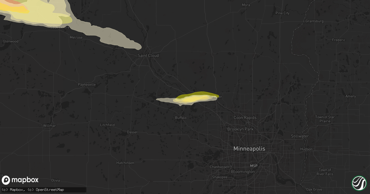 Hail map in Monticello, MN on June 12, 2024