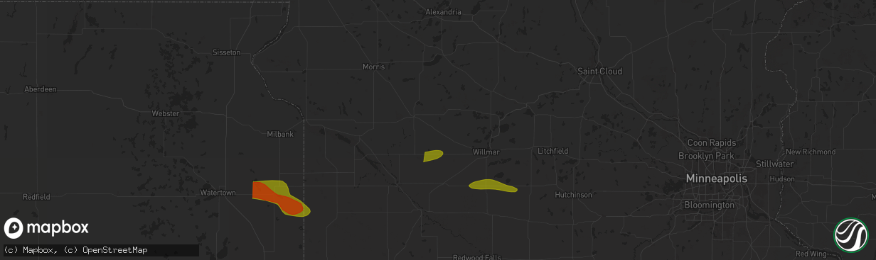 Hail map in Murdock, MN on June 12, 2024