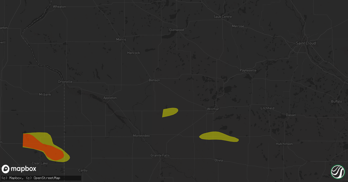 Hail map in Murdock, MN on June 12, 2024