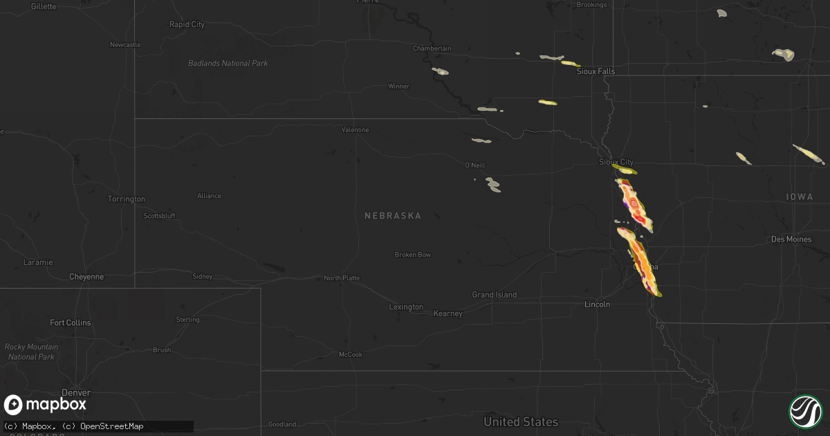 Hail map in Nebraska on June 12, 2024
