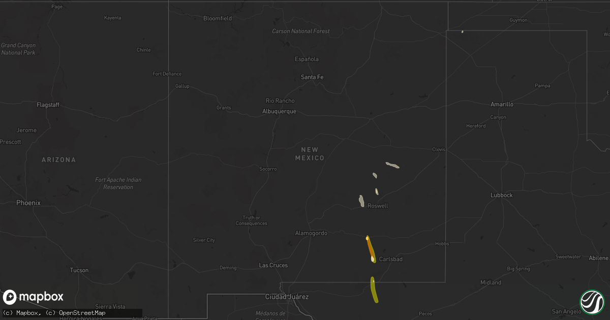 Hail map in New Mexico on June 12, 2024